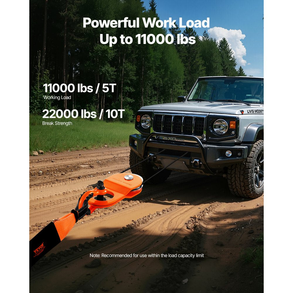 VEVOR 10 T Winch Snatch Block, 22,000 lbs Capacity Block and Tackle Pulley System, Work with 0.4" - 0.55" Rope, Winch Hook Accessories, Heavy Duty Offroad Recovery Accessory for Truck Tractor ATV UTV