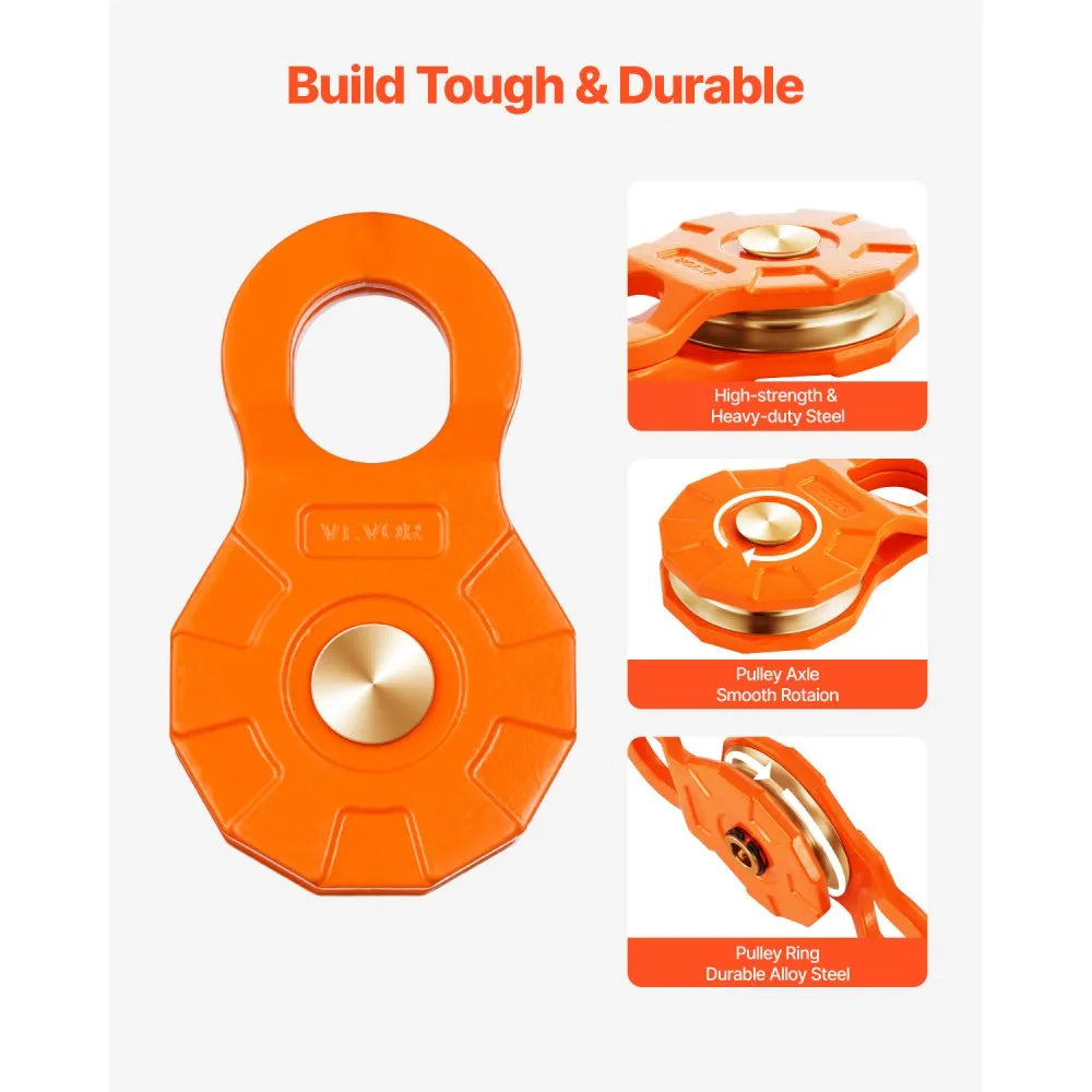 VEVOR 30 T Snatch Block for Winch Recovery, 66,000 lbs Break Strength Pulley System with 0.4" - 0.55" Rope, Heavy Duty Offroad Recovery Accessory for Towing & Recovery on Truck, Tractor, ATV & UTV