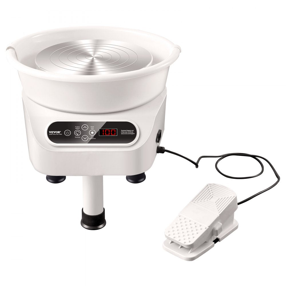VEVOR Pottery Wheel, 10 inch Pottery Forming Machine, Direct Drive Ceramic Wheel with 3 Support Legs for DIY Art Craft, 350W Electric Wheel for Pottery with Foot Pedal and LCD Touch Screen, White