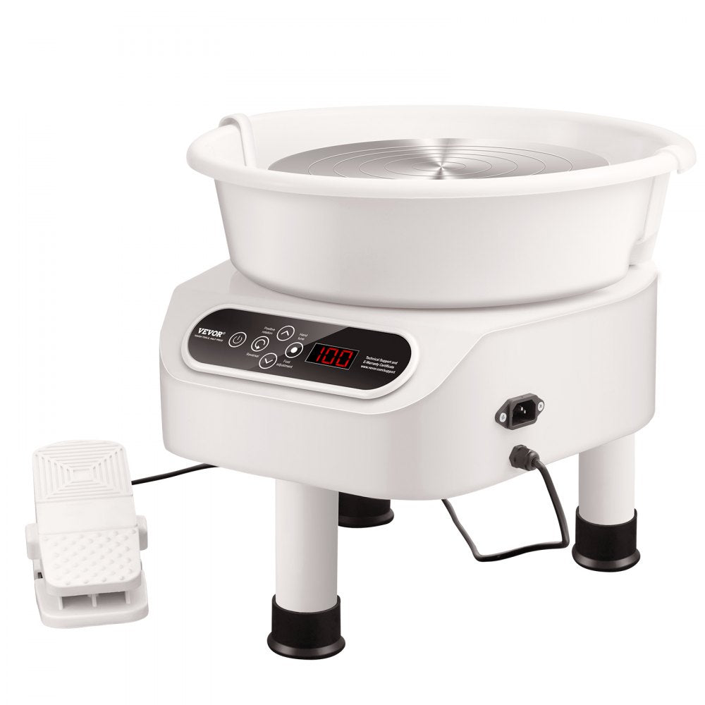 VEVOR Pottery Wheel, 10 inch Pottery Forming Machine, Direct Drive Ceramic Wheel with 3 Support Legs for DIY Art Craft, 350W Electric Wheel for Pottery with Foot Pedal and LCD Touch Screen, White