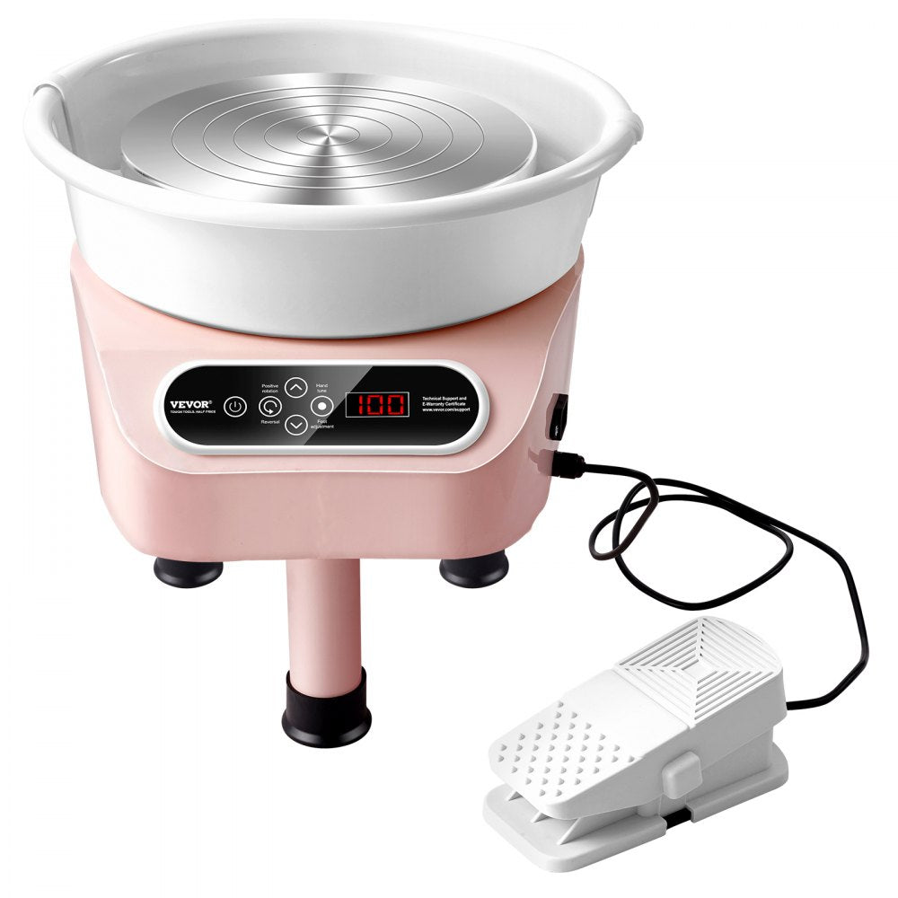 VEVOR Pottery Wheel, 11 inch Pottery Forming Machine, Direct Drive Ceramic Wheel with 3 Support Legs for DIY Art Craft, 450W Electric Wheel for Pottery with Foot Pedal and LCD Touch Screen, Pink