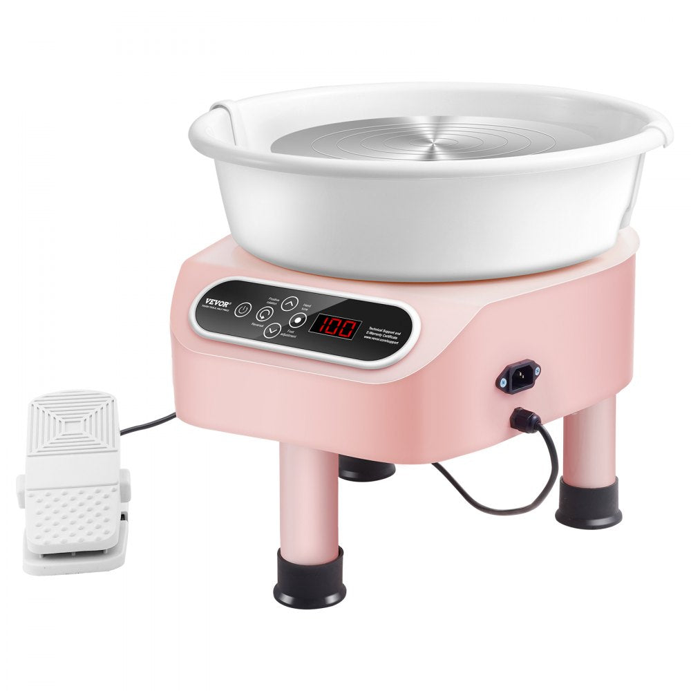 VEVOR Pottery Wheel, 11 inch Pottery Forming Machine, Direct Drive Ceramic Wheel with 3 Support Legs for DIY Art Craft, 450W Electric Wheel for Pottery with Foot Pedal and LCD Touch Screen, Pink