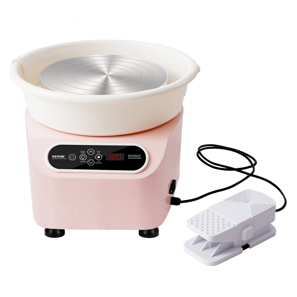 VEVOR Pottery Wheel, 10 inch Pottery Forming Machine, 350W Electric Wheel for Pottery with Foot Pedal and LCD Touch Screen, Direct Drive Ceramic Wheel with Shaping Tools for DIY Art Craft, Pink