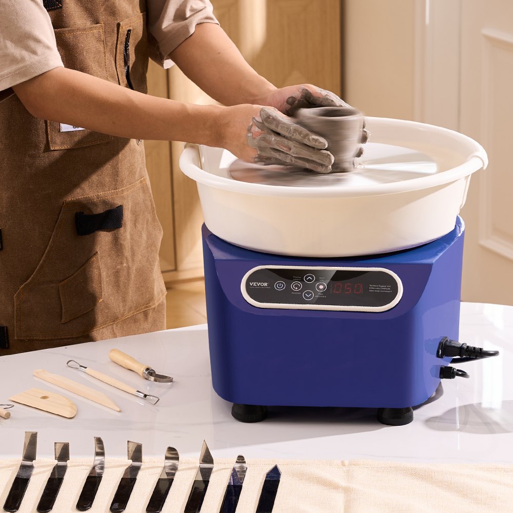 VEVOR Pottery Wheel, 11 inch Pottery Forming Machine, 450W Electric Wheel for Pottery with Foot Pedal and LCD Touch Screen, Direct Drive Ceramic Wheel with Shaping Tools for DIY Art Craft, Blue