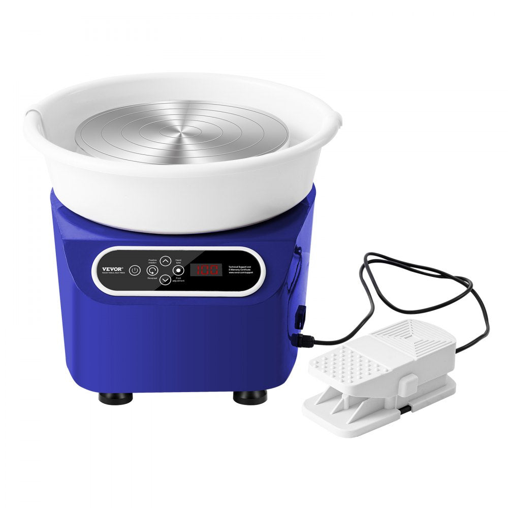 VEVOR Pottery Wheel, 11 inch Pottery Forming Machine, 450W Electric Wheel for Pottery with Foot Pedal and LCD Touch Screen, Direct Drive Ceramic Wheel with Shaping Tools for DIY Art Craft, Blue