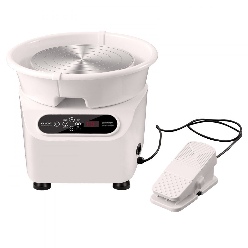 VEVOR Pottery Wheel, Direct Drive Ceramic Wheel with Shaping Tools for DIY Art Craft, 11 inch Pottery Forming Machine, 450W Electric Wheel for Pottery with Foot Pedal and LCD Touch Screen, White
