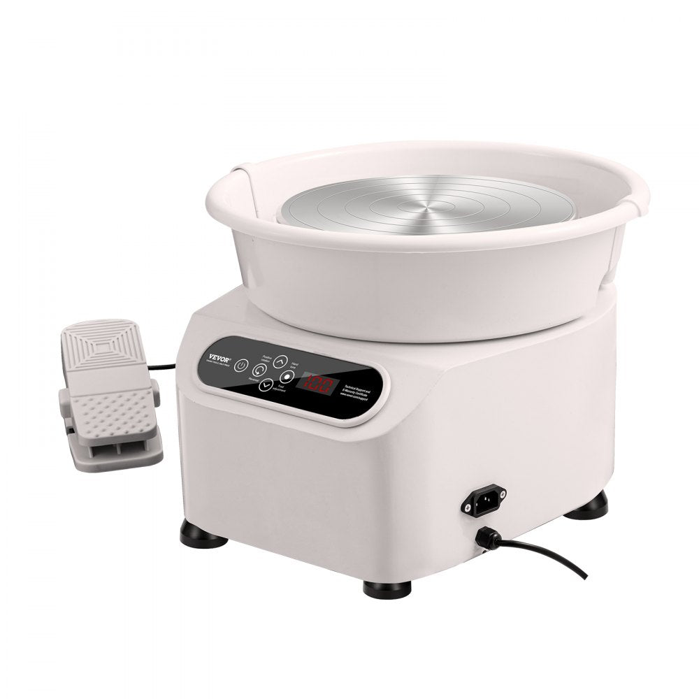 VEVOR Pottery Wheel, Direct Drive Ceramic Wheel with Shaping Tools for DIY Art Craft, 11 inch Pottery Forming Machine, 450W Electric Wheel for Pottery with Foot Pedal and LCD Touch Screen, White