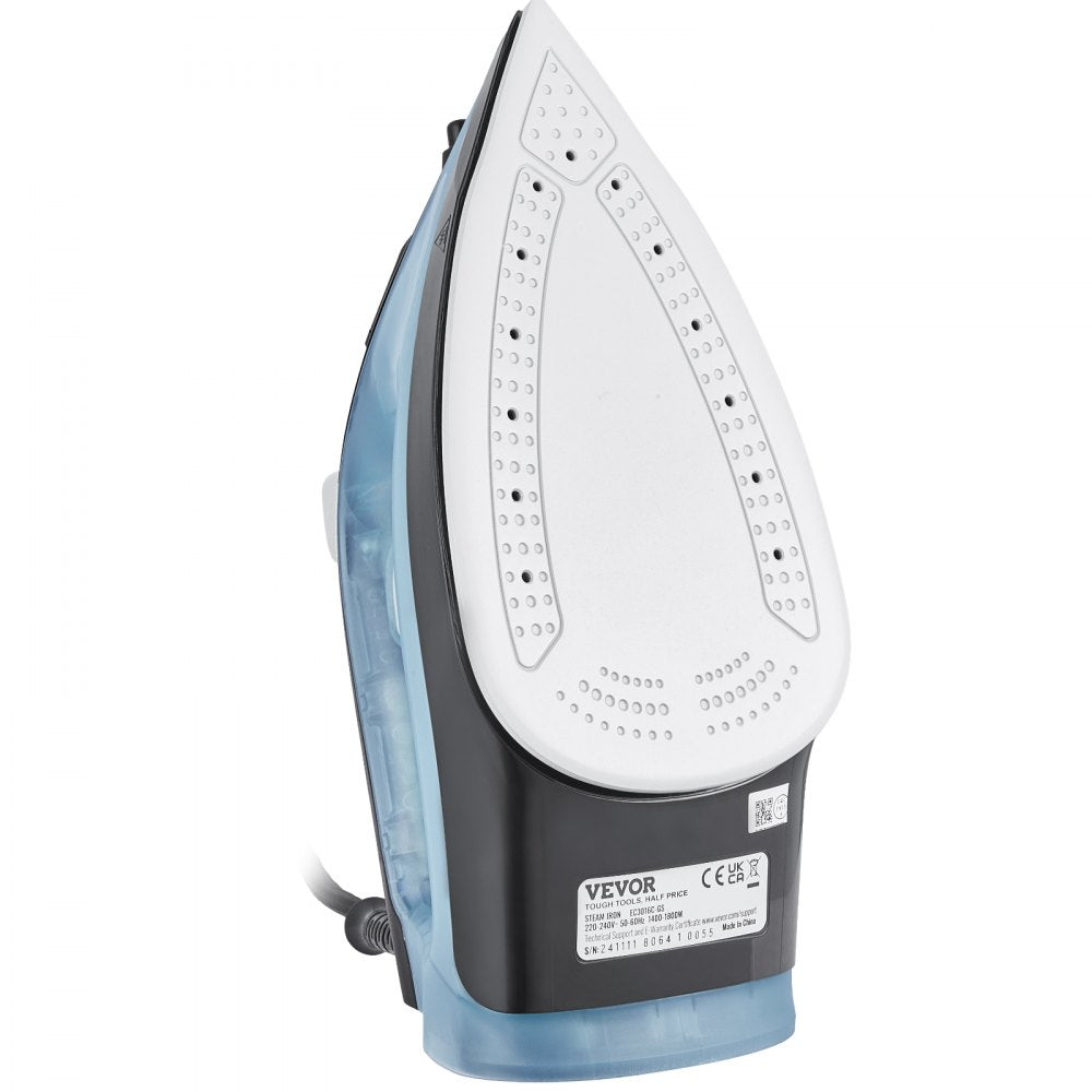 VEVOR Steam Iron, 1700W Iron for Clothes, Aluminum Alloy + PTFE Soleplate, Auto Shut-Off, Self-Cleaning, Four Temperature Settings, Quick Heating, Anti-Drip, Clothing Iron for Home Ironing Clothes