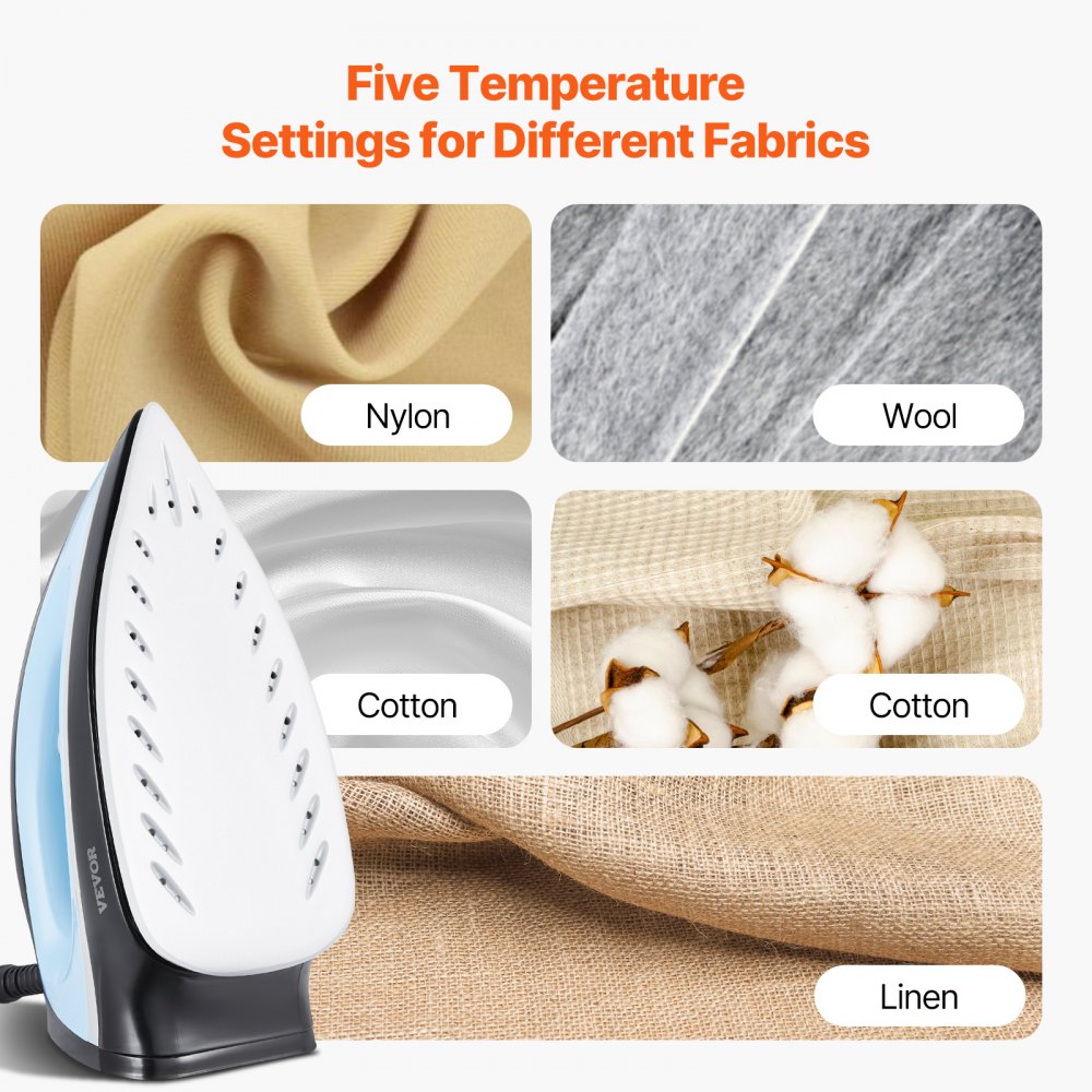 VEVOR Steam Station, 1700W Steam Iron for Clothes with 1.8L Large Capacity Water Tank, Aluminum Alloy + Ceramic Glaze Soleplate, Auto Shut-Off, 4 Temperature Settings, Clothing Iron for Home Ironing