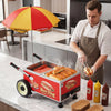 VEVOR Hot Dog Steamer Cart, 1200W Electric Stainless Steel Hot Dog Steam Machine, 86-203°F Temp Adjustable, Portable Cart with Eye-Catching Umbrella & Wheels, for Bakeries, Food Stands, Parties