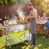 VEVOR Outdoor Propane Fryer & Griddle Combo, 3 Burners (11,600 BTU Each), Commercial Stainless Steel Frying Cart with Wheels, 2 Fryer Baskets & 3 Food Pans, for Hot Dogs, Fried Chicken, Fries, Meats