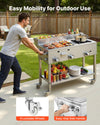 VEVOR Outdoor Propane Griddle, 3 Burners (11,600 BTU Each), Commercial Stainless Steel Griddle with Three 1/3 Size Food Pans, Portable Cart with Wheels & Gas Stove, for Hot Dogs, Burgers & Meats