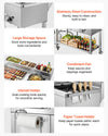 VEVOR Outdoor Propane Griddle, 3 Burners (11,600 BTU Each), Commercial Stainless Steel Griddle with Three 1/3 Size Food Pans, Portable Cart with Wheels & Gas Stove, for Hot Dogs, Burgers & Meats