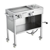 VEVOR Outdoor Propane Griddle, 2 Burners (11,600 BTU Each), Commercial Stainless Steel Gas Griddle Cart with 4 Lockable Wheels, 1/3 Food Pan, Easy-Grip Side Handle, Ideal for Hot Dogs, Burgers & Meats