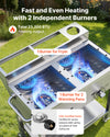 VEVOR Outdoor Propane Deep Fryer, 2 Burners (11,600 BTU Each), Commercial Fryer with Two 1/3 Size Food Warming Pans, Multi-Purpose Frying Cart with 4 Lockable Wheels, for Fried Chicken & Fries