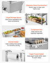 VEVOR Outdoor Propane Deep Fryer, 2 Burners (11,600 BTU Each), Commercial Fryer with Two 1/3 Size Food Warming Pans, Multi-Purpose Frying Cart with 4 Lockable Wheels, for Fried Chicken & Fries