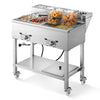 VEVOR Outdoor Propane Deep Fryer, 2 Burners (11,600 BTU Each), Commercial Fryer with Two 1/3 Size Food Warming Pans, Multi-Purpose Frying Cart with 4 Lockable Wheels, for Fried Chicken & Fries