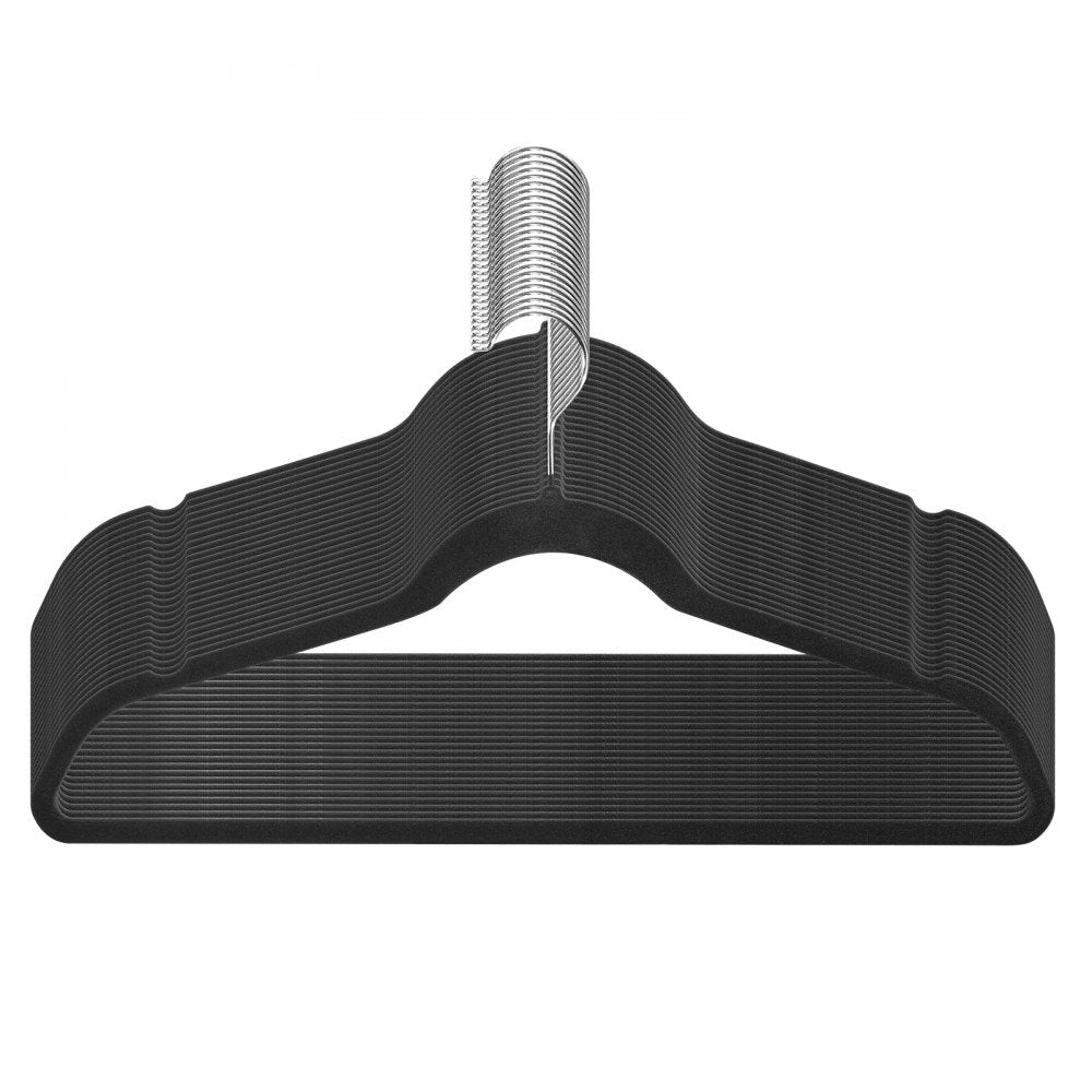 VEVOR Hangers, 11lbs Load-Bearing, 50 Pack Black Velvet Hangers with 360 Degree Swivel Hook & 0.2 in Ultra-Thin Design, Non-Slip Space Saving Hangers, Fit for Silk Garments, Coats, Sweaters & Straps