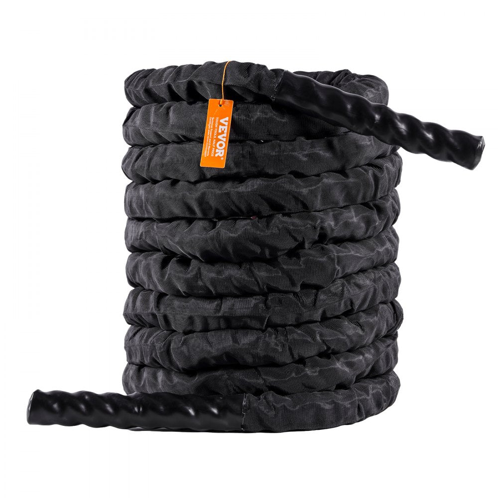 VEVOR Battle Rope, 1.5 Inch Diameter 30Ft Length Polyester Exercise Rope, Battle Exercise Equipment with Protective Sleeve & Anchor, Heavy Weighted Rope for Home Gym Workout Core Strength Training