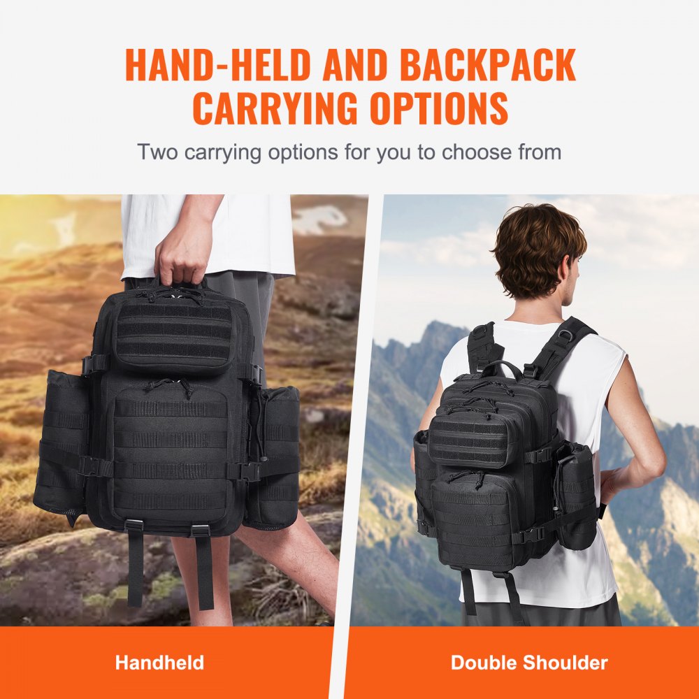 Tactical Backpack, 25L Military Tactical Backpack with Molle Design & 3 Compartments, Army Assault Pack Bag for Men and Women, Range Gear Backpack for Outdoor Adventure, Hiking, Hunting, Black