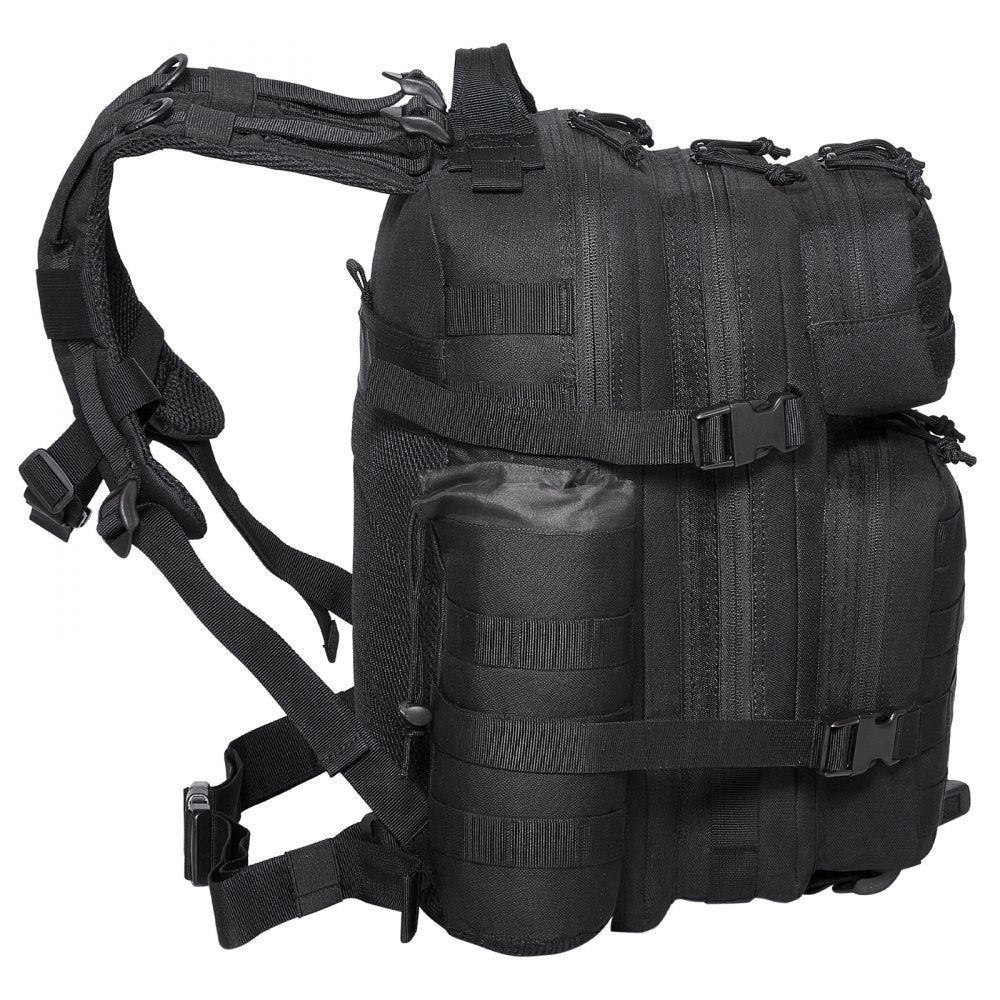 Tactical Backpack, 25L Military Tactical Backpack with Molle Design & 3 Compartments, Army Assault Pack Bag for Men and Women, Range Gear Backpack for Outdoor Adventure, Hiking, Hunting, Black