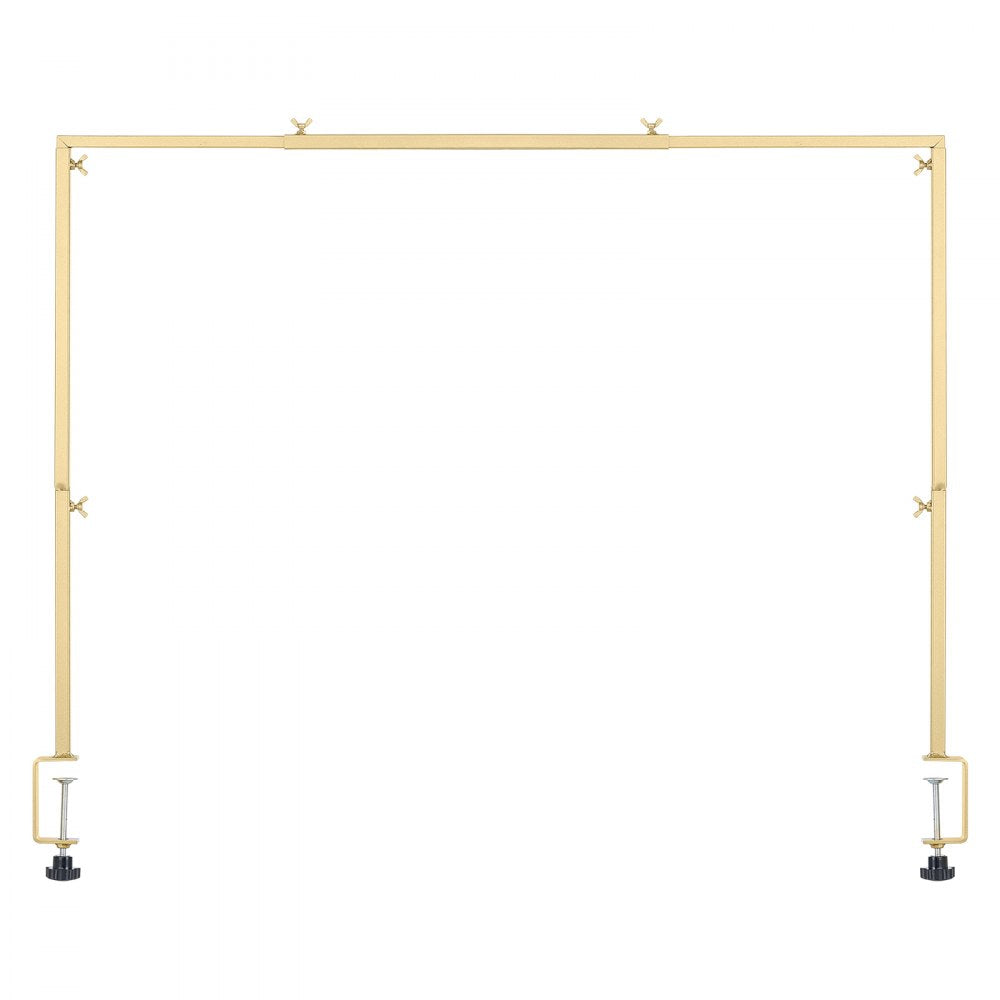 VEVOR Over The Table Rod Stand with Clamps, 13"-42" Tall & 28"-98" Length Adjustable, Metal Table Arch Stand, Tabletop Balloon Arch Frame for Wedding Birthday Party Christmas Decorations, Gold