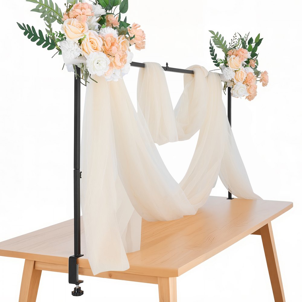 VEVOR Over The Table Rod Stand with Clamps, 13"-42" Tall & 28"-98" Length Adjustable, 2 Packs Table Arch Stand, Tabletop Balloon Arch Frame for Wedding Birthday Party Christmas Decorations, Black