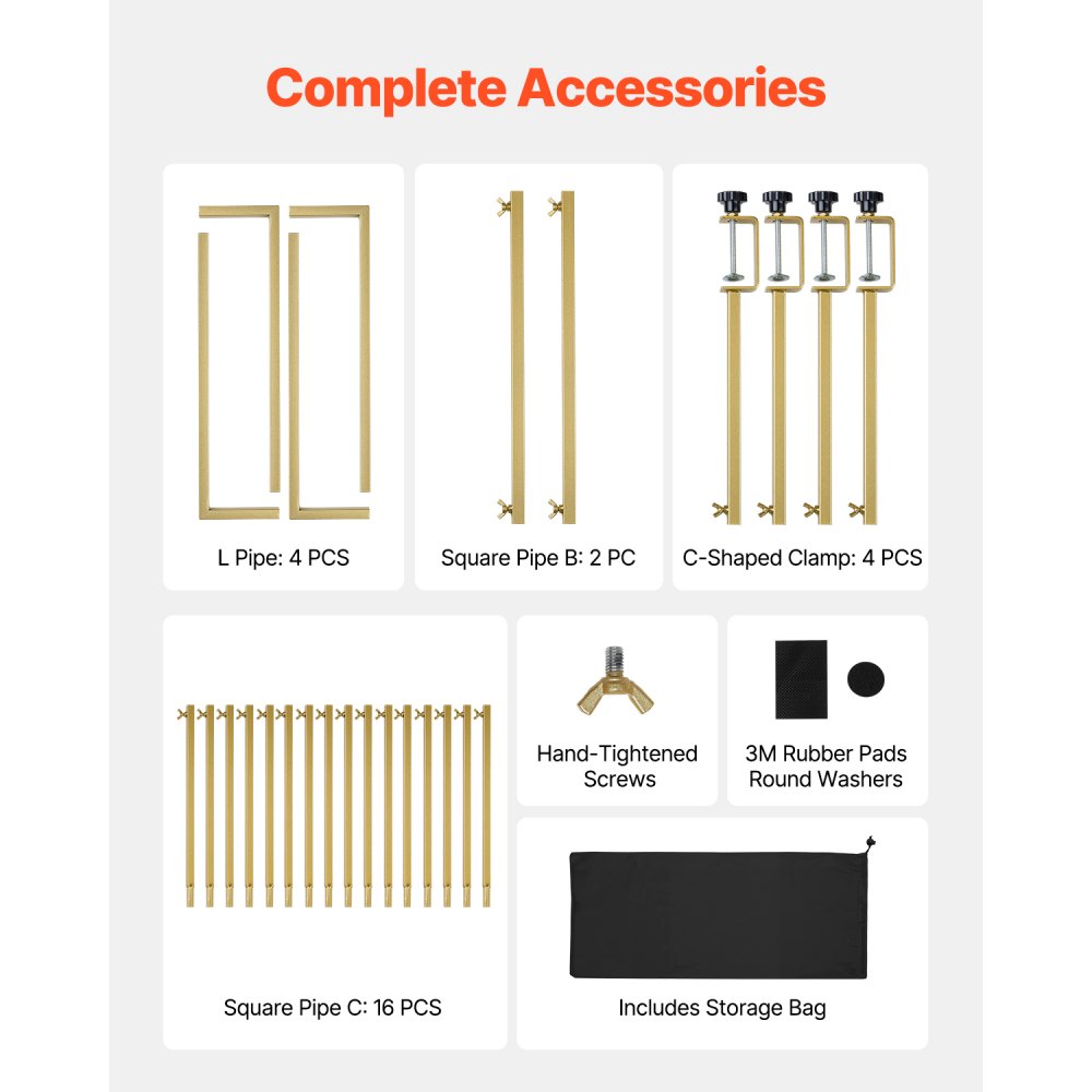 VEVOR Over The Table Rod Stand with Clamps, 13"-42" Tall & 28"-98" Length Adjustable, 2 Packs Table Arch Stand, Tabletop Balloon Arch Frame for Wedding Birthday Party Christmas Decorations, Gold