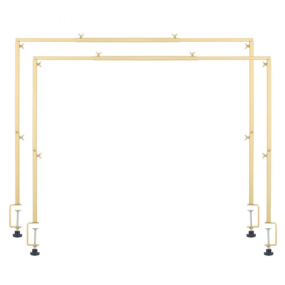 VEVOR Over The Table Rod Stand with Clamps, 13"-42" Tall & 28"-98" Length Adjustable, 2 Packs Table Arch Stand, Tabletop Balloon Arch Frame for Wedding Birthday Party Christmas Decorations, Gold