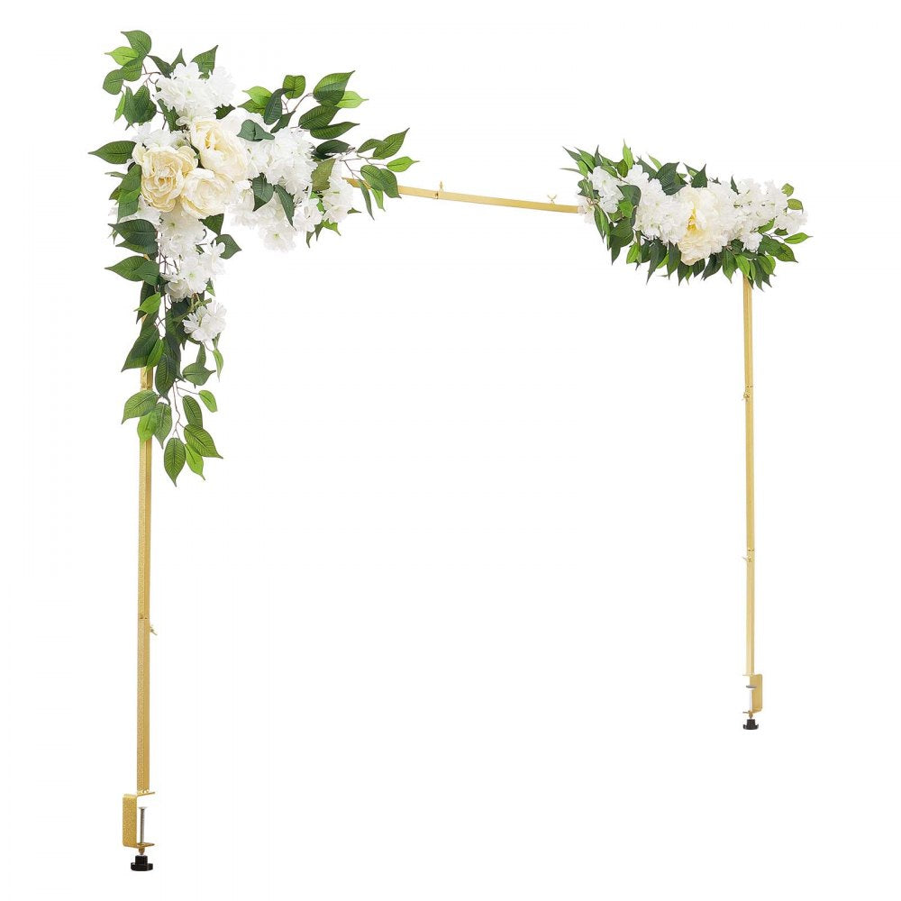 VEVOR Over the Table Rod Stand with Clamps, Adjustable 28"-98" Length & 13"-42" Height, Table Arch Stand with Floral Accessories, Gold Balloon Frame for Wedding Birthday Party Christmas Decoration