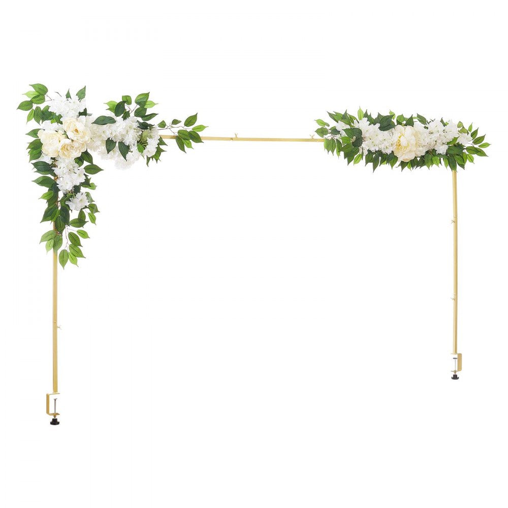 VEVOR Over the Table Rod Stand with Clamps, Adjustable 28"-98" Length & 13"-42" Height, Table Arch Stand with Floral Accessories, Gold Balloon Frame for Wedding Birthday Party Christmas Decoration