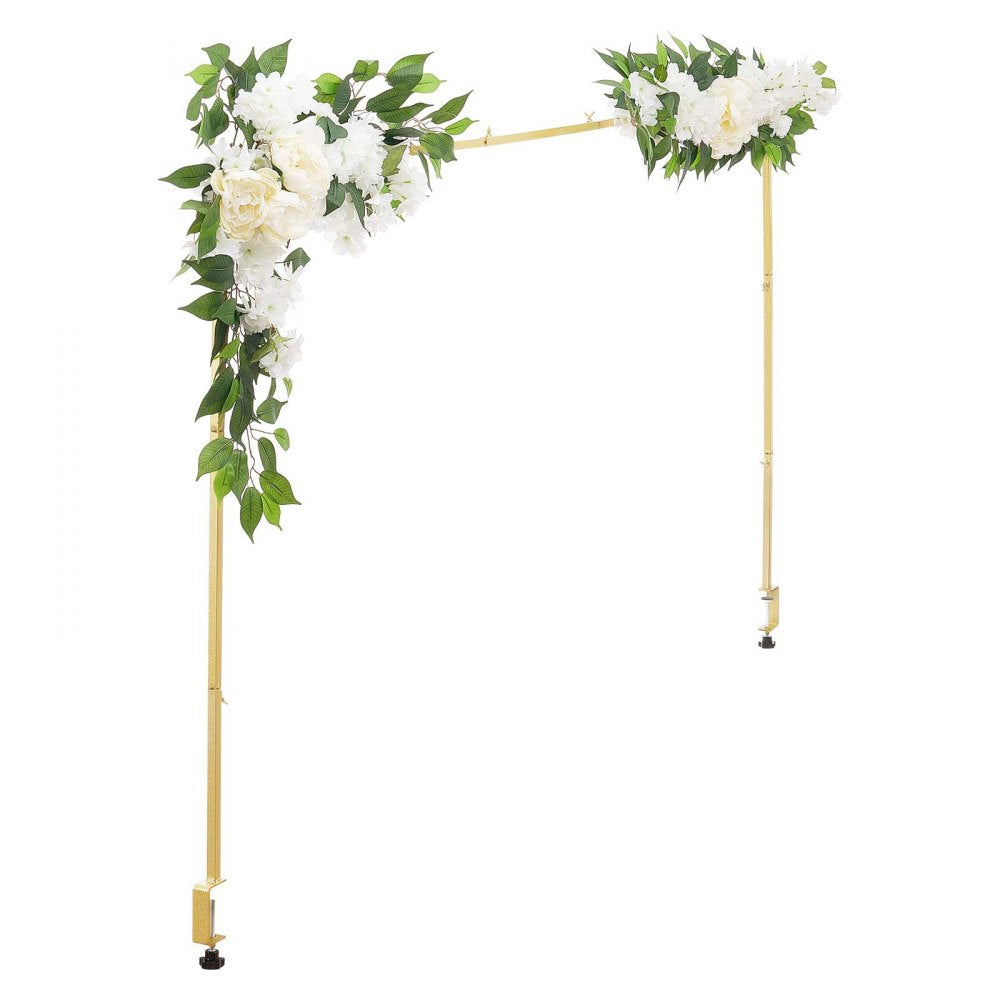 VEVOR Over the Table Rod Stand with Clamps, Adjustable 28"-98" Length & 13"-42" Height, Table Arch Stand with Floral Accessories, Gold Balloon Frame for Wedding Birthday Party Christmas Decoration