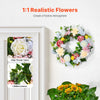 VEVOR Artificial Decorative Wreath, 24 in, White Pink Yellow, Decorated with Peonies, Hydrangeas, Year Round Wreath for All Seasons Indoor and Outdoor Home Wall Window Festival Wedding Decorations