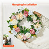 VEVOR Artificial Decorative Wreath, 24 in, White Pink Yellow, Decorated with Peonies, Hydrangeas, Year Round Wreath for All Seasons Indoor and Outdoor Home Wall Window Festival Wedding Decorations