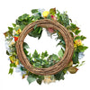 VEVOR Artificial Decorative Wreath, 24 in, White Pink Yellow, Decorated with Peonies, Hydrangeas, Year Round Wreath for All Seasons Indoor and Outdoor Home Wall Window Festival Wedding Decorations