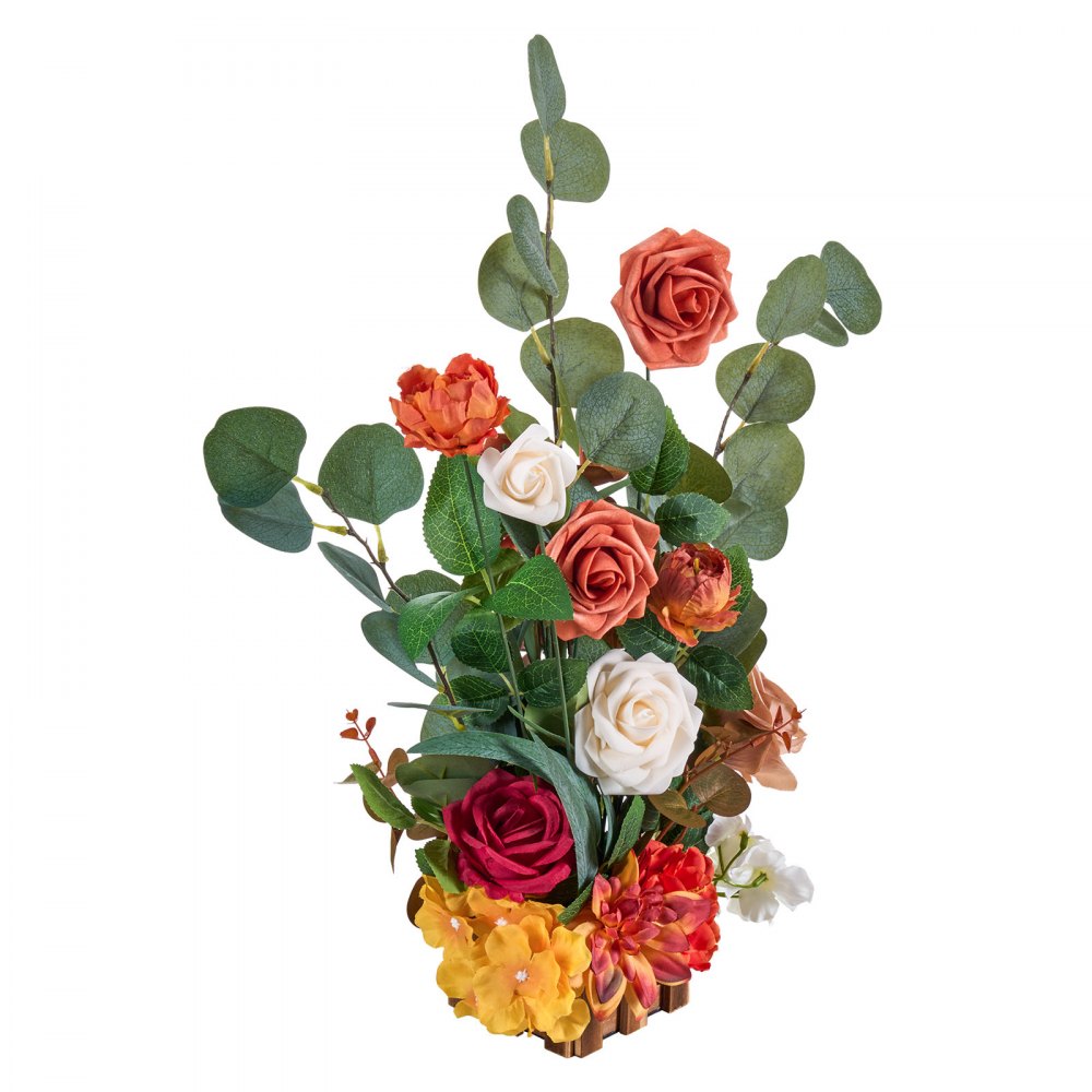VEVOR Standing Artificial Flowers Arrangements 4 PCS, 17.5-Inch Tall Faux Flower Decorations for Wedding Aisle Runner Chair, Orange Floral Centerpieces for Ceremony Reception Party Outdoor Decor