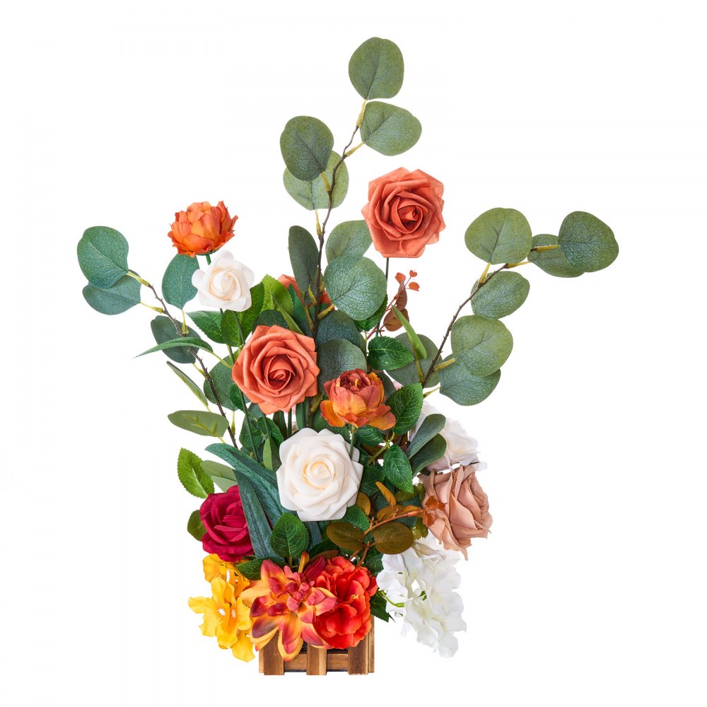 VEVOR Standing Artificial Flowers Arrangements 4 PCS, 17.5-Inch Tall Faux Flower Decorations for Wedding Aisle Runner Chair, Orange Floral Centerpieces for Ceremony Reception Party Outdoor Decor