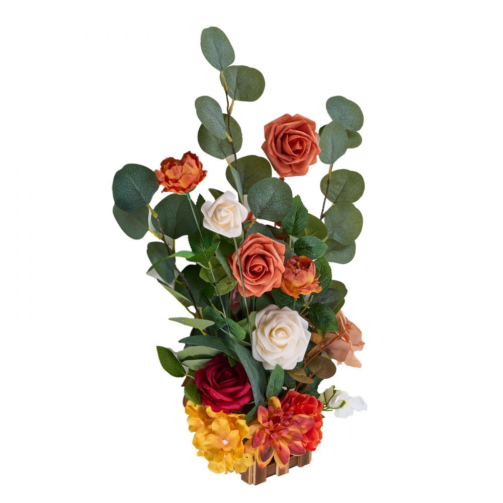VEVOR Standing Artificial Flowers Arrangements 4 PCS, 17.5-Inch Tall Faux Flower Decorations for Wedding Aisle Runner Chair, Orange Floral Centerpieces for Ceremony Reception Party Outdoor Decor