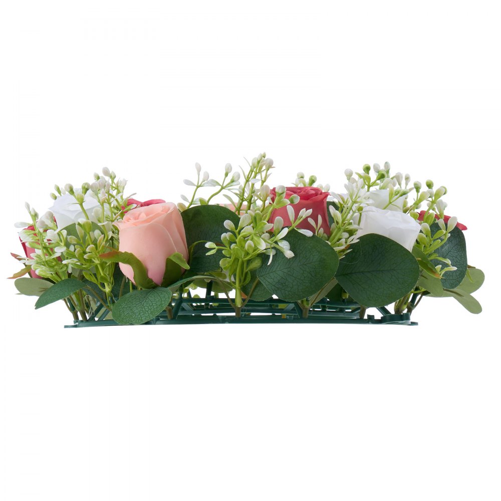 VEVOR Artificial Rose Wreath, 14-Inch Diameter Faux Flower Wreath with Pink and White Roses, Flower Arrangement Centerpiece for Valentine's, Mother's Day, Party, Wedding and Home Table Décor, 10 PCS