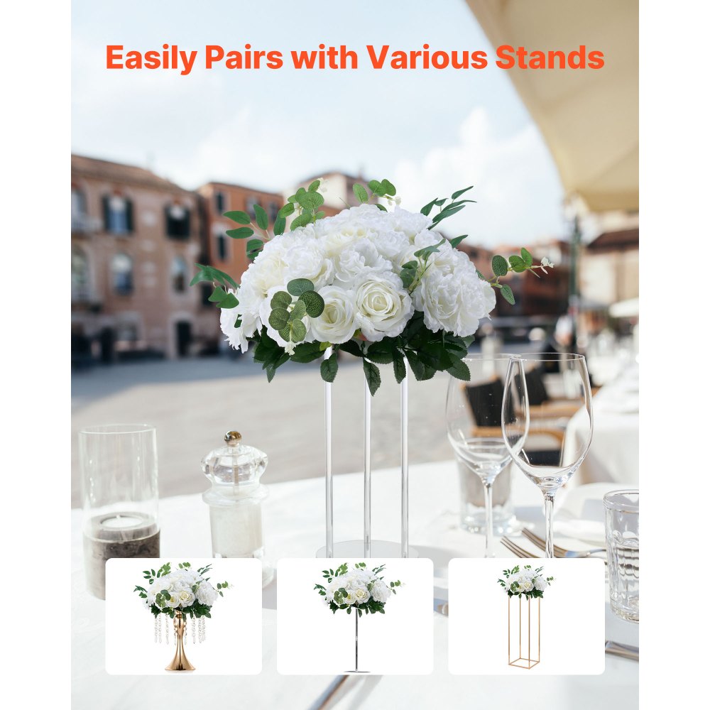VEVOR Flower Balls Arrangement Bouquet 10 PCS, 17.7-Inch Diameter Artificial Flower Balls Wedding White Roses Centerpieces, Faux Flowers Arrangements for Wedding Centerpiece Home Table Decorations