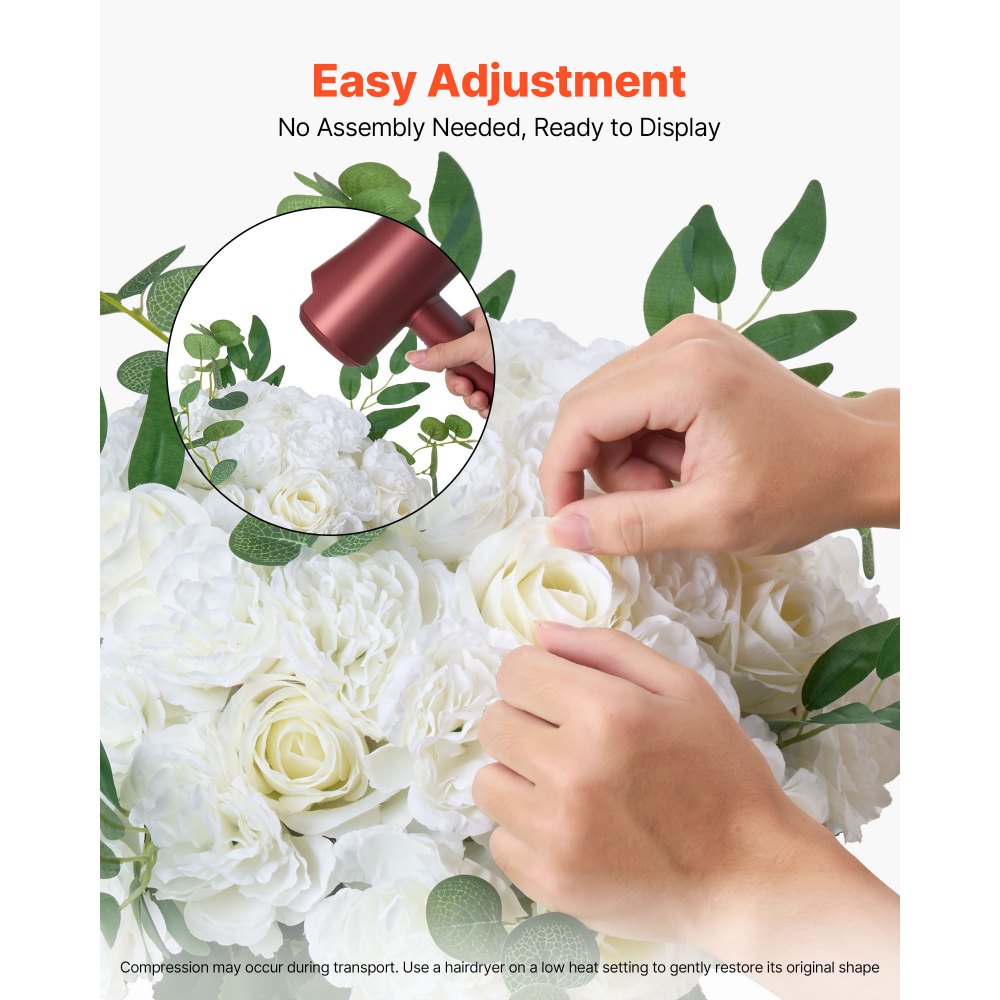VEVOR Flower Balls Arrangement Bouquet 10 PCS, 17.7-Inch Diameter Artificial Flower Balls Wedding White Roses Centerpieces, Faux Flowers Arrangements for Wedding Centerpiece Home Table Decorations