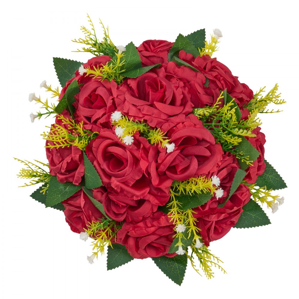 VEVOR Flower Balls Arrangement Bouquet 10 PCS, 9.5-Inch Wedding Red Roses Centerpieces, Fake Flowers Kissing Balls Decor Artificial Floral Arrangements Flower Bouquet for Home Party Table Decorations