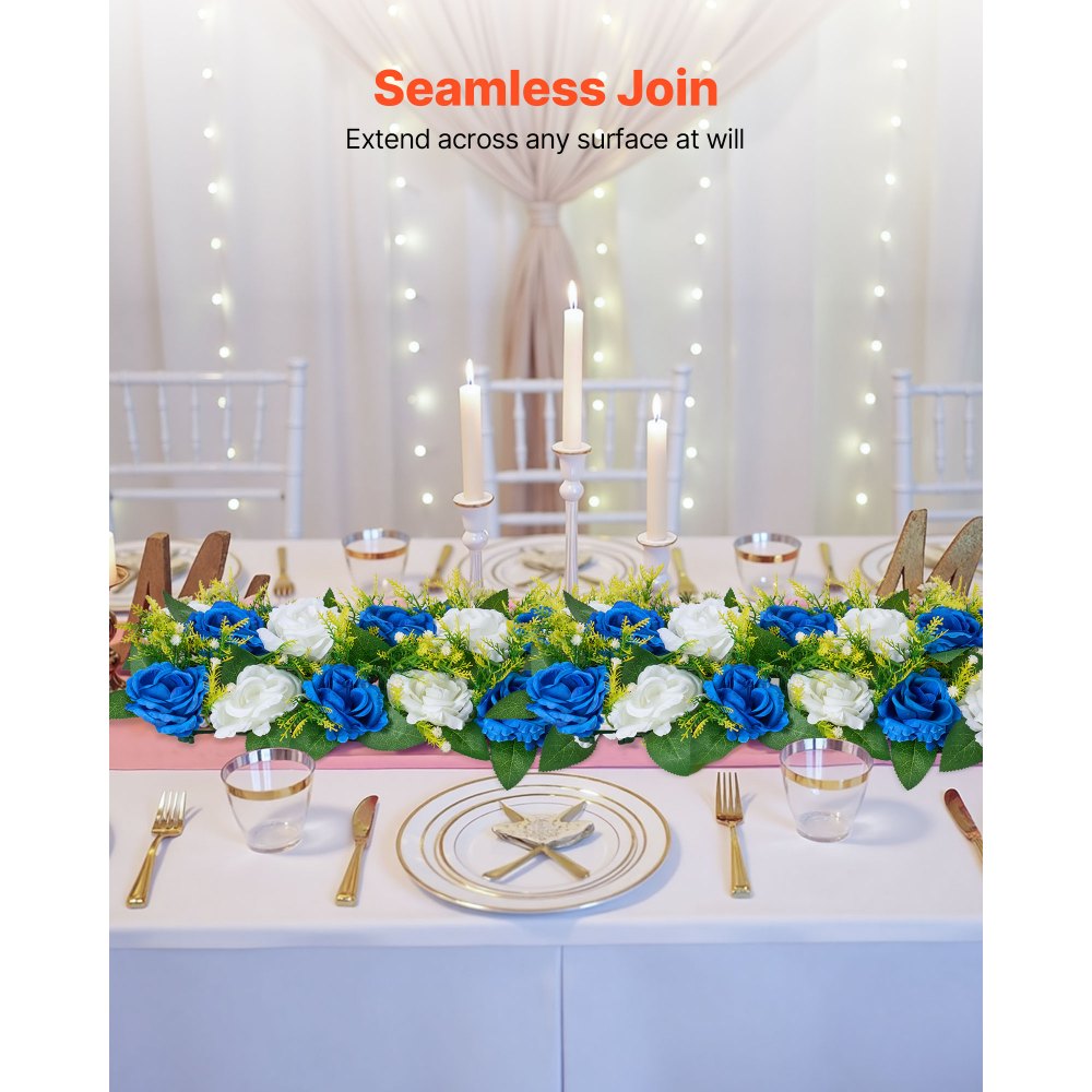 VEVOR Flower Ball Arrangement Bouquet 10 PCS, 19.6 x 8.6 Inch Artificial Flower Balls Wedding Table Centerpieces, Faux Rose Arrangements for Wedding Centerpiece Home Decoration, Blue and White Roses