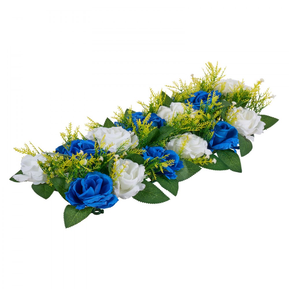 VEVOR Flower Ball Arrangement Bouquet 10 PCS, 19.6 x 8.6 Inch Artificial Flower Balls Wedding Table Centerpieces, Faux Rose Arrangements for Wedding Centerpiece Home Decoration, Blue and White Roses