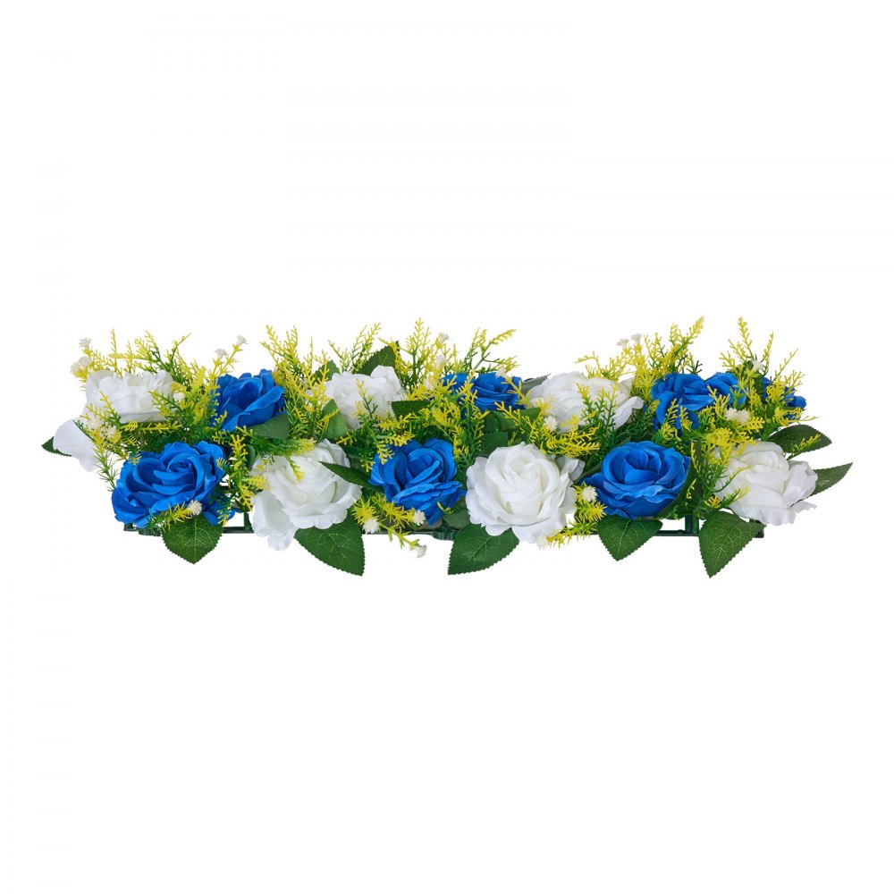 VEVOR Flower Ball Arrangement Bouquet 10 PCS, 19.6 x 8.6 Inch Artificial Flower Balls Wedding Table Centerpieces, Faux Rose Arrangements for Wedding Centerpiece Home Decoration, Blue and White Roses