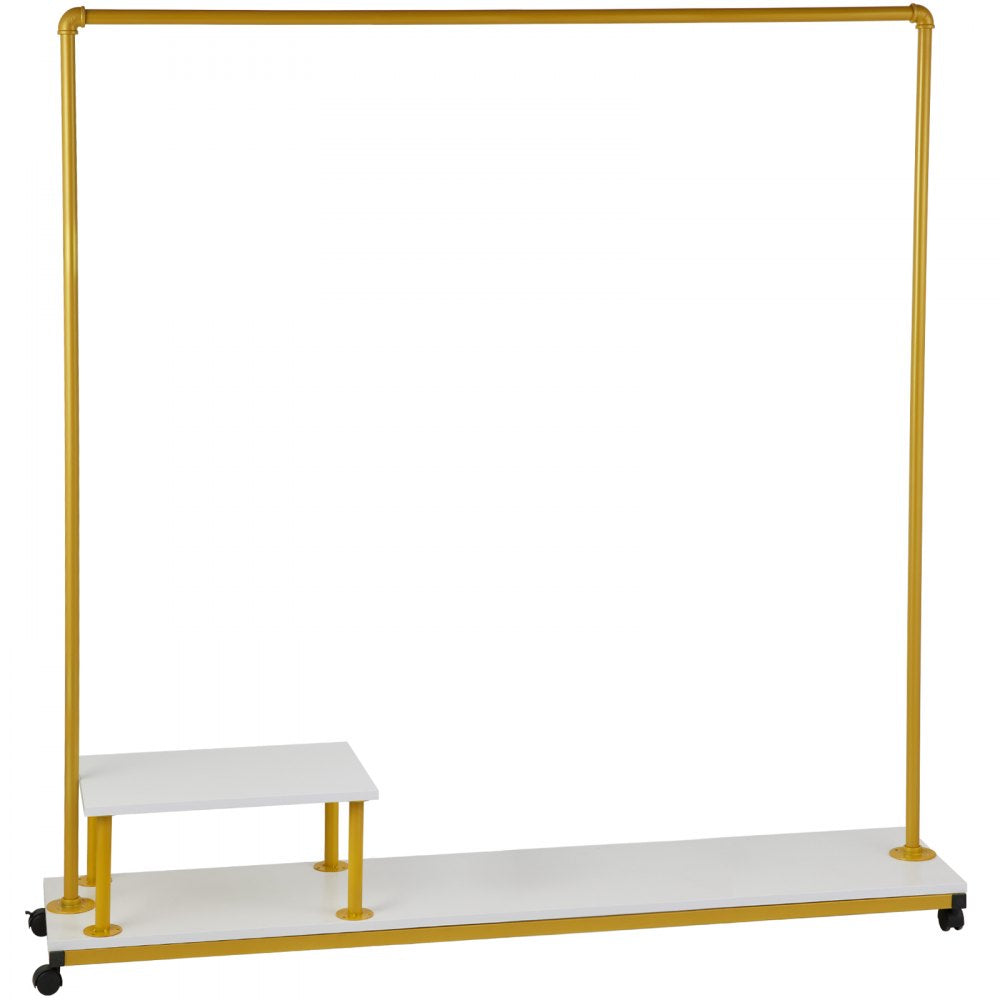 VEVOR Clothing Garment Rack, 59.1\"x14.2\"x63.0\", Heavy-Duty Clothes Rack with Bottom Shelf & Side Shelf, 4 Swivel Casters, Sturdy Steel Frame, Rolling Clothes Organizer for Retail Store Boutique, Go