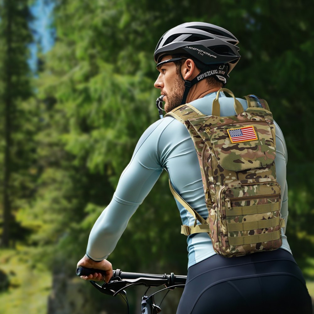 VEVOR Hydration Backpack, Water Backpack with 3L TPU Water Bladder, Tactical Molle Hiking Hydration Pack with Storage for Men Women, Hydro Water Daypack for Hiking Running Cycling Camping