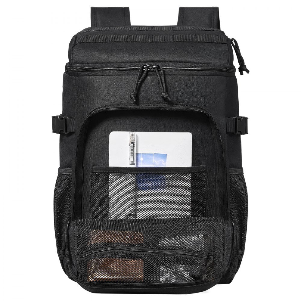 Cooler Bag, 25L Insulated Lunch Bag with Molle Design and Multi-pocket, 600D Cooler Lunch Box with Removable Storage Bags, Soft Cooler for Office, Picnic, Hiking, Beach or Beverage, Black