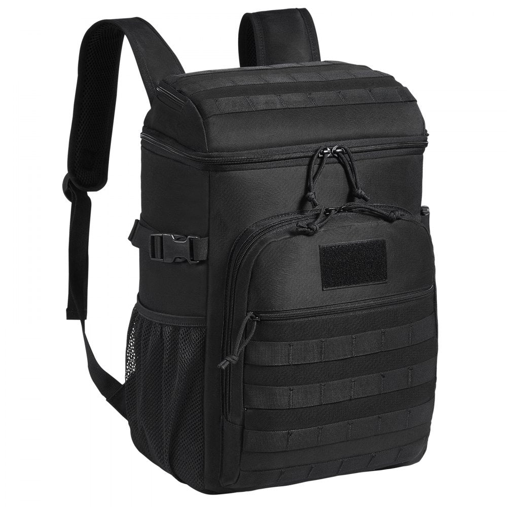 Cooler Bag, 25L Insulated Lunch Bag with Molle Design and Multi-pocket, 600D Cooler Lunch Box with Removable Storage Bags, Soft Cooler for Office, Picnic, Hiking, Beach or Beverage, Black