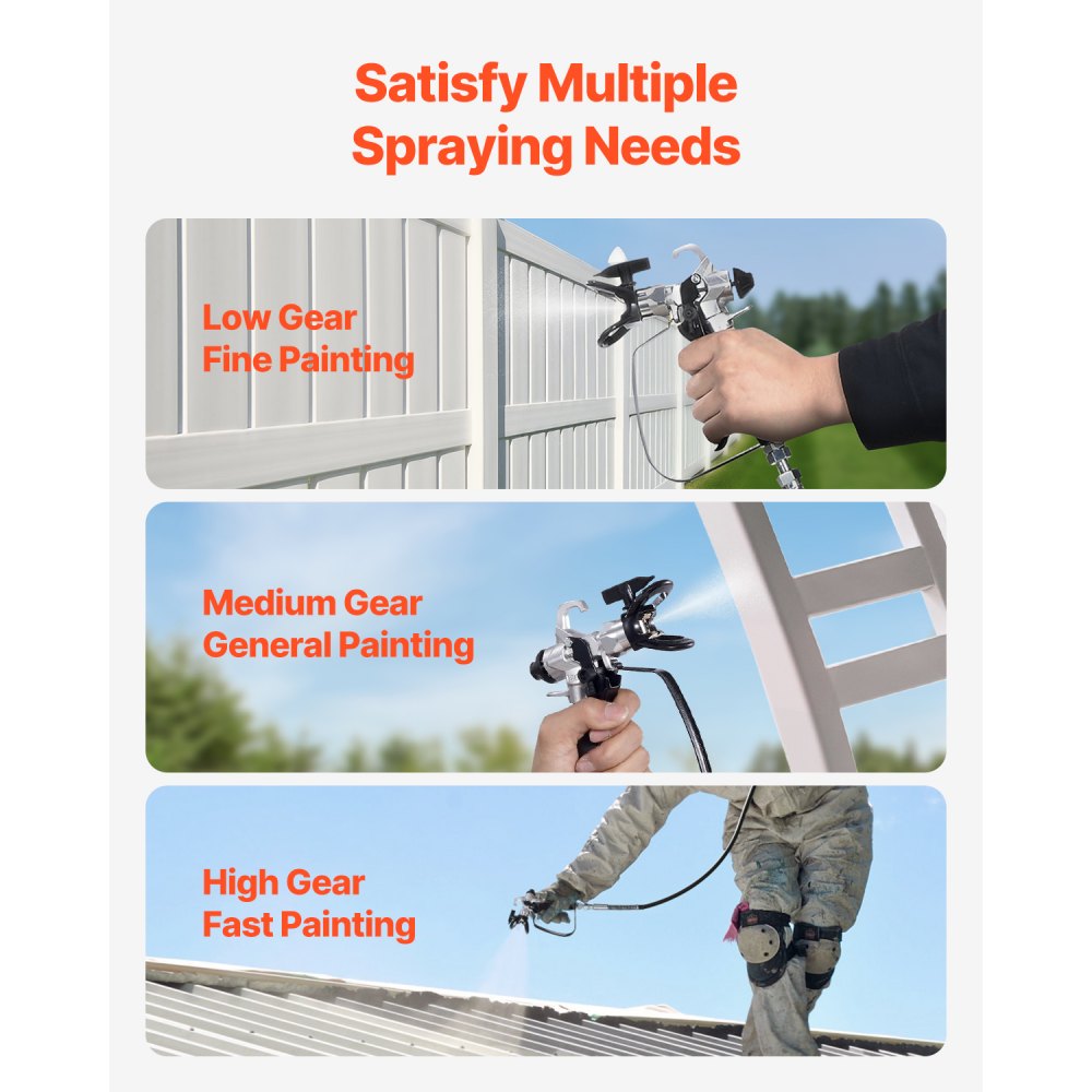VEVOR Stand Airless Paint Sprayer, 650W High Efficiency Airless Sprayer, 3000PSI Electric Paint Sprayer Machine Extension Rod and Cleaning Kits for Interior and Exterior Furniture/Fence/Home/House